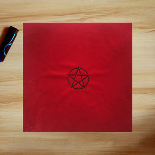 Pentagram Velvet Tarot Tablecloth with Bag – Mystical Altar Cloth for Divination & Ritual Use
